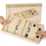 WOODENFUN Holzspielzeug für Tischfußballspiele, Hockey Brettspiel Spielzeug, Sling Puck Spiel, Tragbares Schachbrett Desktop-Eltern-Kind-Spiele für Kinder und Erwachsene