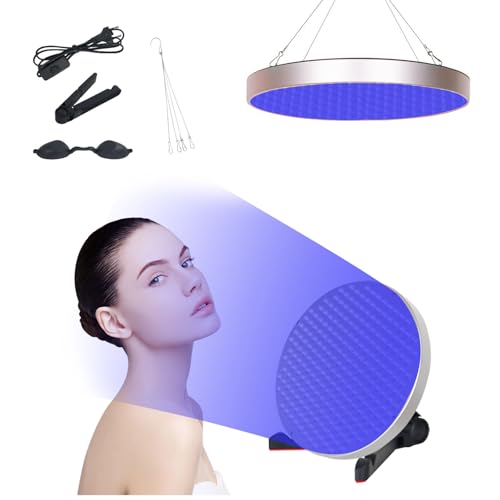 50W Solarium Für Zuhause, 250 LEDs 460NM Tragbare Bräunungslampe, Faltbares Seinstellbares Ständer Und Aufhängbare Haken, Round Gesichtsbräuner Sonnenlampe für Körper und Gesicht