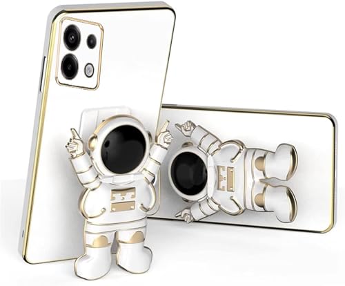 Miagon Kreativ Finger Astronaut Ständer Hülle für Xiaomi Redmi Note 13 Pro 4G,Cute Mädchen Dünn Galvanisierte Schutzhülle Weiches Case Bumper mit Astronaut Halter Kickständer