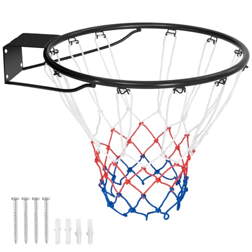 COSTWAY Ø45cm/ 37cm Basketballkorb Indoor, Mini Basketball Korb mit Ring & Netz, für Tür & Wandmontage, Basketballring Basketball Hoop Outdoor für Kinder & Erwachsene (Ø37cm,Schwarz)