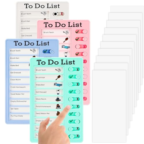 Litimkat 4 Stück Memo Checklist Boards, To Do List Checklist Board, Tafel Chore Chart mit 10 Trocken Löschen Papier, für Kinder Erwachsene Zeitplan Lernplanung Erinnerung