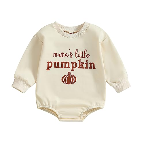 Owegvia Halloween Baby Kleidung Baby Mädchen Strampler Langarm Rundhalsausschnitt Bodysuit Halloween Kostüm Pullover Strampler (Q36-Aprikose, 12-18 Months)