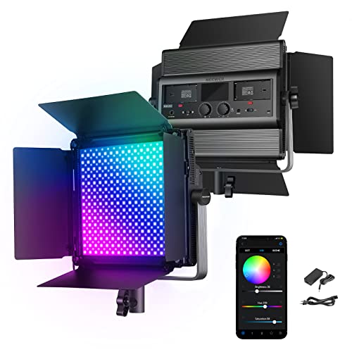 NEEWER RGB1200 60W RGB LED Videoleuchte Panel mit APP/2,4G Steuerung 22000Lux@0,5m/1% präzises Min Dimmen Video Fotolicht/360° RGB/CRI97+/TLCI98+/2500K-8500K/18 Effekte Studio Dauerlicht Fotografie