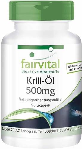 Fairvital | Krill-Öl Kapseln 500mg - 90 LiCaps® - HOCHDOSIERT - Superba Antarktis, reich an EPA & DHA