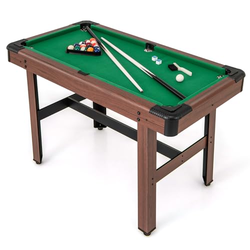 COSTWAY Billardtisch, Billlard Tisch aus Holz mit Zubehör, Pooltisch mit 2 Queues, 2 Kreiden & Dreieck & Bürste, Tischbillard Billard-Spiel für Kinder & Erwachsene, 122 x 61 x 76cm (Grün)