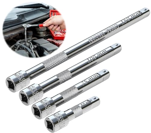 TXXATX Steckschlüssel 1/4 Zoll Verlängerungen 4-tlg Chrom-Vanadium-Stahl Verlängerung Satz 1/4 Zoll Antrieb 50 mm 75 mm 100 mm 150 mm Kippverlängerungs Satz für Schlagschrauber Steckschlüssel Ratsche