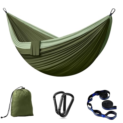 Hängematte Outdoor Camping Hängematten 2 Personen 300 x 200 cm Ultraleicht Tragbar Reise Hängematte bis 300 kg Tragfähigkeit Fallschirm Nylon Garten Strand Doppelhängematte Atmungsaktiv Hammock