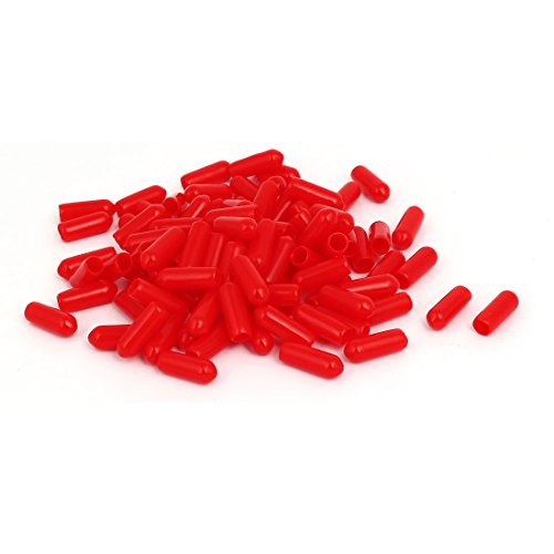 sourcing map 100stk 5mm Innendmr Gummi Isolierte Endkappe Schraube Gewinde Schutzhülle Rot