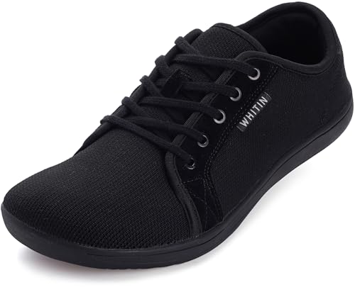 WHITIN Herren Damen Knit Barfußschuhe Barfussschuhe Barfuss Schuhe Barfuß Sneaker Barefoot Shoes Minimalistische Breite Zero Drop Fitnessschuhe Schwarz 40 EU