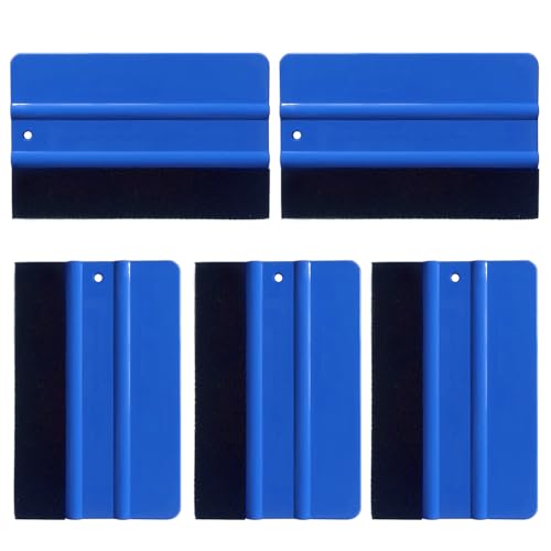 5 Pieces Squeegee Set Card Felt Squeegee for Professional Foiling of Windows Vinyl Wrapping Tool Colour Film Soft Squeegee Car Window Tint Set 5 Inches (5)