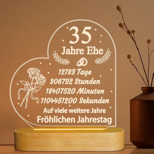 Hochzeitstag Geschenke für Frauen, 3d Illusion Lamp Ich liebe dich Nachtlicht romantischer Text mit glücklichem Jubiläumsgeschenk für Frau Ehemann Süßes Valentinstag Geschenk (35th)