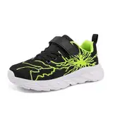 Qciplr Hallenschuhe Für Jungen Turnschuhe Für Jungen Mädchen Sportschuhe Kinder Laufschuhe Mesh Atmungsaktiv Tennisschuhe Leicht Outdoor Fitness Sneaker Grün 36EU