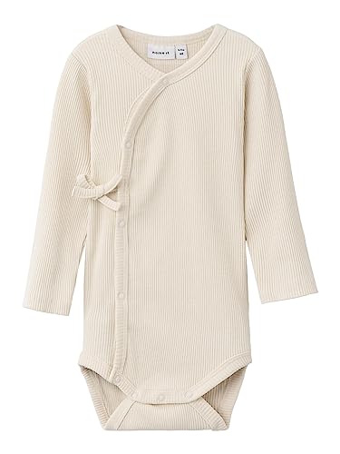 name it Unisex NBNORIB LS WRAP Body, Buttercream, 56