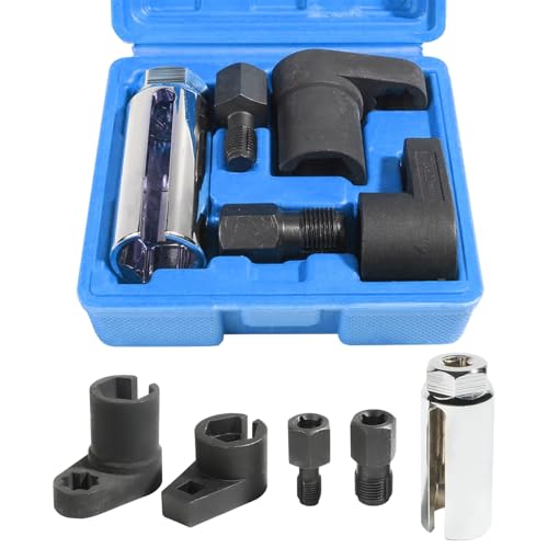 FreeTec 5tlg Lambdasonden Schlüssel Set, 22 mm Lambdasonden Nuss und Gewindereparatur Satz, 1/2" 3/8" Lambdasonden Werkzeug Lambdasonde Nüsse für Demontage Lambdasonde Auto