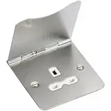 Knightsbridge FP7UBCW Bodensteckdose ohne Schalter, Flache Blende, 13 A, 1 G, gebürstetes Chrom
