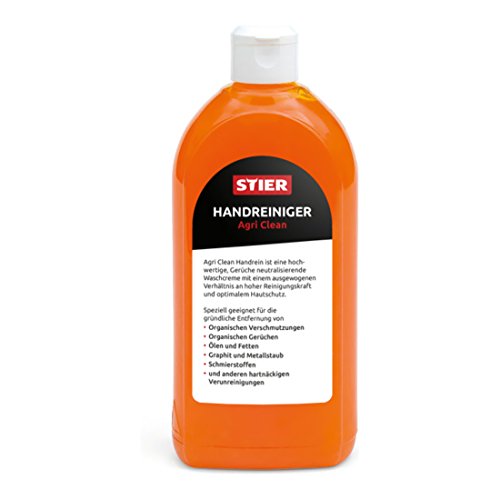 STIER Handreiniger Agri Clean, 500 ml: Dermatologisch getestete Handwaschpaste mit pH-Wert 6,50-8,00, leistungsstark, schonend und erfrischend, perfekt für unterwegs