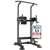 DH FitLife Power Tower Dip Station | Sport Geräte mit Klimmzugstange, Dip Barren u. Rückentrainer | Kraftstation Kraftturm | Fitness Station | Power Rack for Home Gym | Krafttraining für Zuhause