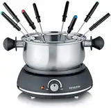 SEVERIN FO 2405 Fondue mit abnehmbarem Edelstahltopf (1.500 W, XXL-Zuleitung, ca., Inkl. Spritzschutz und 8 Fondue-Gabeln)