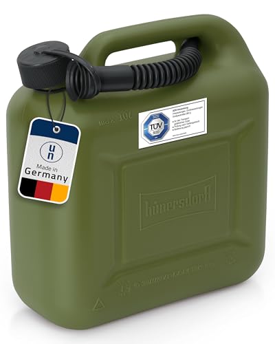 Kraftstoff-Kanister 812869 STANDARD 10l für Benzin, Diesel und andere Gefahrgüter, UN-Zulassung, made in Germany, TÜV-geprüfter Produktion, oliv