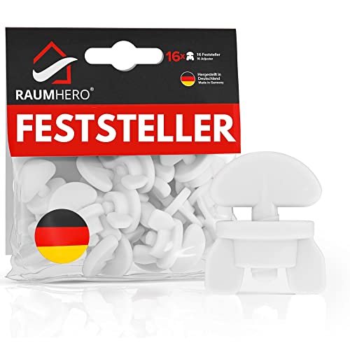 Raumhero Gardinenstopper für Schiene (16X Stopper) - Universal Gardinen Feststeller - Vorhang Stopper für Schienen - 100% Made in Germany, Weiß