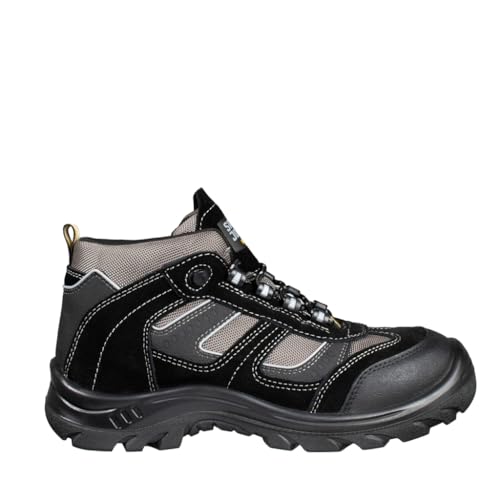 SAFETY JOGGER S3 Sicherheitsschuhe - Climber - rutschfeste Arbeitsschuhe für Herren und Damen, Arbeitsstiefel mit Kunststoff Zehenkappe und Zwischensohle, Metallfrei, Schwarz Grau, 42 EU