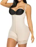 YIANNA Body Shaper Damen mit Bein Shapewear Stark Formend Korsett Bauch Weg Bodyshape Fajas Colombianas Taillenmieder Bodyforming Beige 7212 M