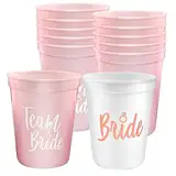 12 Stück Braut und Team Braut Tassen, 450 ml Bride Tribe Cups, JGA Deko Becher, Rosa und Weiß Bachelorette Party Cups für Bridal Shower, Verlobungsfeier, Junggesellenabschied Party