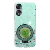 Rnrieyta Miagon Treibsand Ständer Hülle Glitzer für Oppo A97 5G,Cute Dünn Crystal Schutzhülle Weiches Bling Transparent Case Bumper mit Flüssig Halter Kickständer