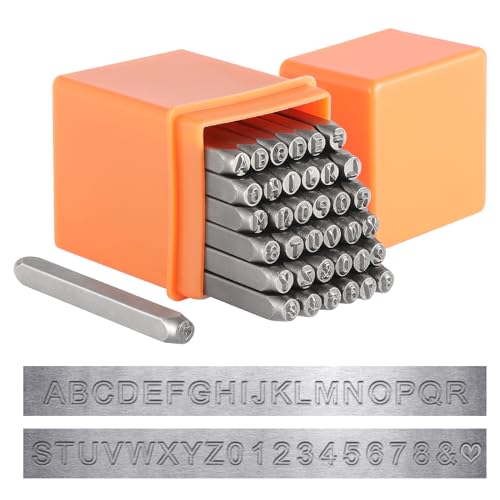 HSAEMALL 37 Stück Schlagzahlen 3mm Schlagbuchstaben Alphabet Metallstempel für Metall und Leder