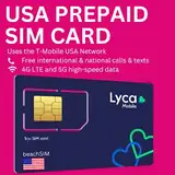 Lycamobile 10GB USA SIM-Karte Prepaid (inkl. Hawaii & Puerto Rico) - Mobile Daten 4G / LTE, Unbegrenzte Nationale & Internat. Anrufe + SMS (10GB für 30 Tage)