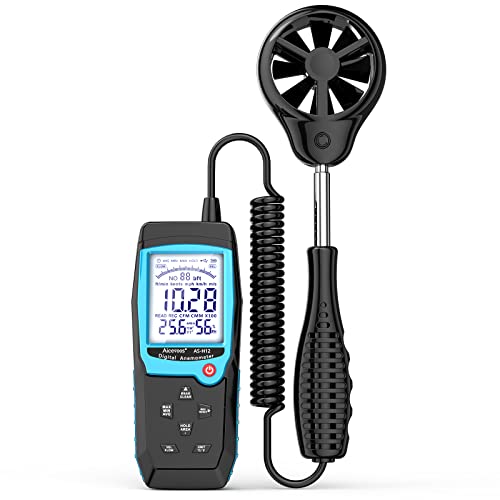 Aicevoos H12 Digitales Anemometer Handmessgerät, Windmesser Windmessgerät mit Erweitertem Windsensor, misst Windgeschwindigkeit (MAX/MIN/AVG) Windfluss (CFM)