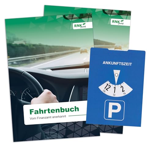 RNKVERLAG 3120/2 - 2 Fahrtenbücher für Pkw in DIN A5 mit Tipps und Hinweisen und zusätzlicher Parkscheibe, vom Finanzamt anerkannt