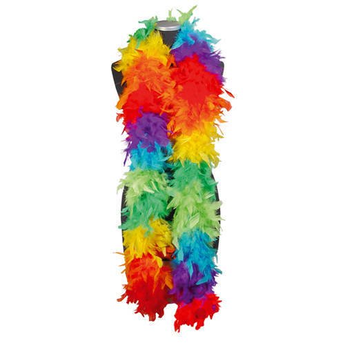 PARTY DISCOUNT Federboa Regenbogen Block-Farben ca. 180 cm