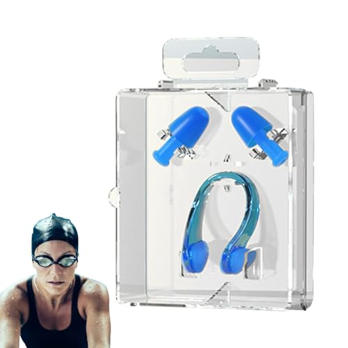 Schwimmer-Ohrstöpsel,Silikon-Ohrstöpsel Schwimmen | Ohrstöpsel-Nasenklammer-Set - Box-Paket, wasserdicht, wiederverwendbar, weich, verbesserte Nasenclip-Ohrstöpsel zum Schwimmen für Schwimmer, die in