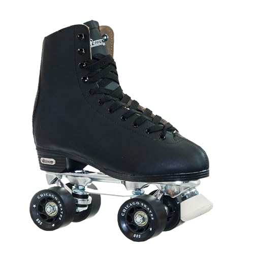 CHICAGO Herren Men's Premium Leather Lined Rink Roller Classic Black Quad Skates Rollschuhe aus hochwertigem Leder, gefüttert, klassisch, Schwarz, 5