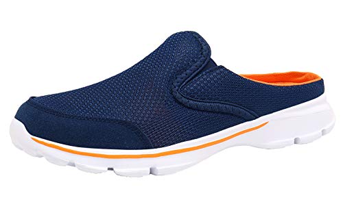 ChayChax Weiche Pantoffeln Hausschuhe Slip On Bequeme Haus Pantoletten Mules rutschfest Slipper Indoor Outdoor für Damen Herren, Blau Orange, 45 EU