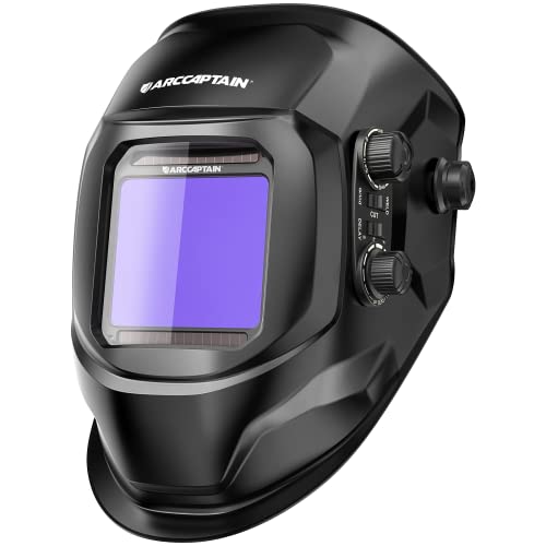 ARCCAPTAIN Schweißhelm Automatik, 100x93mm Schweißmaske mit Großes Sichtfeld, Real Colour Vollautomatik Schweisshelme mit Wahre Farbe Schweißerhelme Breiter Schatten 4/9-13 für MIG, TIG, ARC