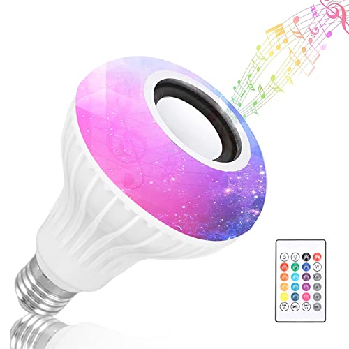 Topiky LED-Musik-Glühbirne mit Integriertem Bluetooth-Lautsprecher, RGB-Smart-Musik-Glühbirne mit Fernbedienung, Kabellose Smart-Glühbirne mit E26-Sockel, Flutlicht-Glühbirne für