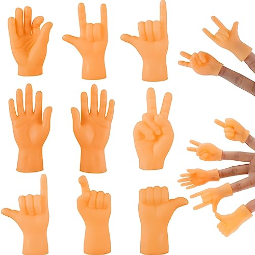 Mini Hände 9 Stück, Gummihand für Finger Kleine Hände Tiny Hands Stinkefinger Fingerpuppen Kleines Spielzeug Lustige Sachen für Haustier, Katzen, Kinder, Party- & Scherzartikel