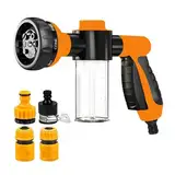 Gartenbrause, High Pressure Foam Spray Gun, Hochdruck Autowaschpistole, Handbrause Garten, Einstellbarer Wasserdurchfluss, für Gartenbewässerung, Haustierdusche, Autowäsche (orange)