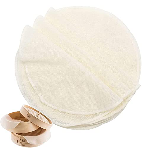 10 Pieces Dampfer Matte, Dim Sum Dampfer Matte, Baumwolle Dampfer Tuch Runde, Wiederverwendbare Runde Antihaft-Dampfmatte, Geeignet Für Dampfgarer,Dampfkörbchen,Dim Sum,Dampfbrötchen,Dampfknödel