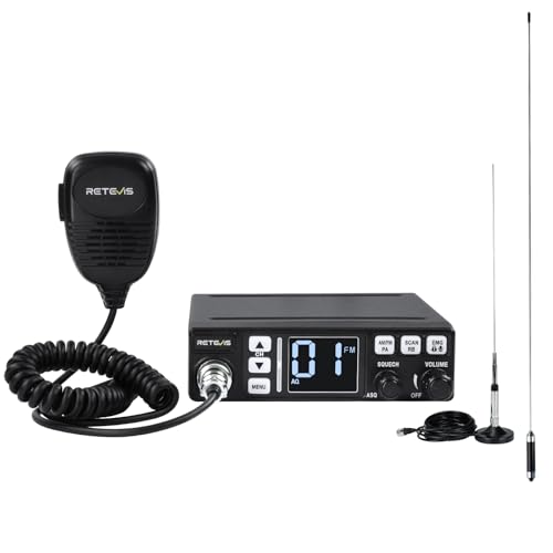 Retevis MB63 CB-Funkgerät, CB Funk mit Antenne, LCD-Display, AM/FM, VOX, SQ/ASQ, EMG CH9/19, CB Handfunkgerät für Auto (1 Stück,Schwarz)