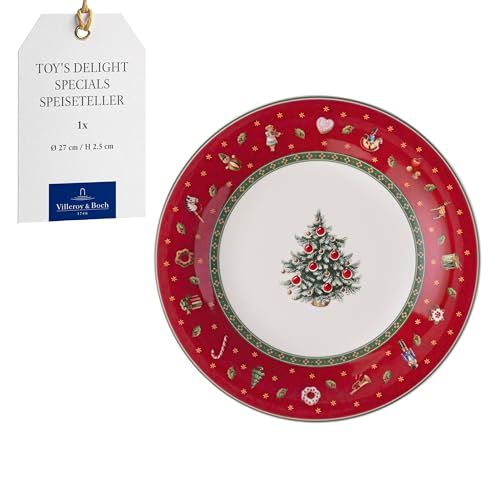 Villeroy & Boch – Toy's Delight Specials Frühstücks-/ Dessertteller Rot, Spülmaschinenfest, Mikrowellensicher, Kleiner Teller, Frühstücksteller, Dessertteller, Weihnachtsgeschirr, Premium Porzellan