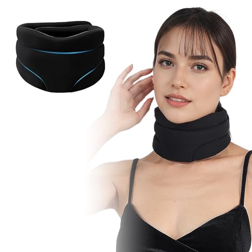 Nackenstütze Halskrause Weich & Einstellbar – Schaumstoff Halsausschnitt Stütze für Lindert Nackenschmerzen,Zervikale Spondylose & Schlaf Schmerzen – Atmungsaktive Nackenbandage für Frauen Männer