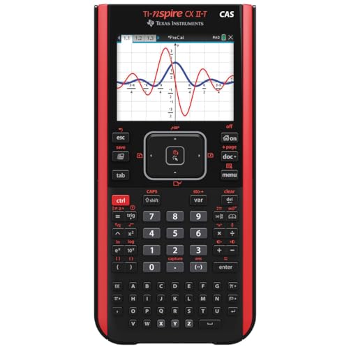 Texas Instruments TI-Nspire CX II-T CAS Graphikrechner (800 Funktionen, farbige Darstellung, 3D Anzeige) Schwarz Rot