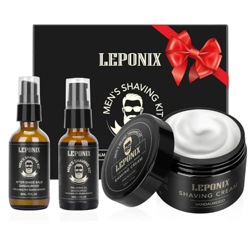 Rasierset für Männer, Essential Kit enthält Sandelholz Rasiercreme, Schnitte und Rasierbrand Rasieren, Geschenk-Set für Ihn Männer Freund