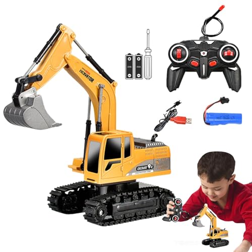 Aizuoni RC-Bagger für Kinder | Ferngesteuerter Bagger-Bautraktor - Interaktiver RC-Bagger, lustiges Baggerspielzeug für Sandkastenplatz, Partygeschenk, Geburtstagsgeschenk