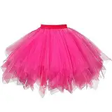 Generisch Damen 80er Puffy Tüllrock Tütü Röcke Tüll Petticoat Reifrock Unterrock Petticoat Underskirt Tüllrock Damen Bunt Halloween Rock Damen Tüllrock Damen Schwarz Led