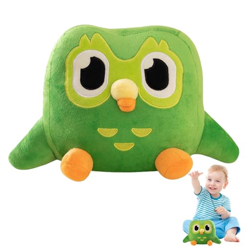 Ayizhiniu Grüne Eule Plüschtier, Duolingo Plush, 25 cm Cartoon Grüne Eule Plüschtier, Kuscheliges Anime Eulen Figur Plüschkissen, Niedliche Tierplüschpuppe, Anwendbar auf Kinder Spielen