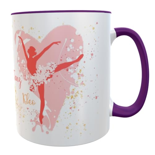 Tasse Ballerina Ballett Tanz-Lehrerin Kaffeetasse Tänzerin Herz Tanzgeschenke Tanzen Damen (lila)